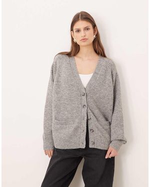 Abercrombie & Fitch Oversized Dad Cardigan - Grey