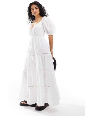 Iisla & Bird Iisla& Bird Puff Sleeve Micro Broderie Maxi Beach Dress - White