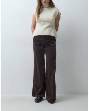 Mango Teen jean droit en velours côtelé taille basse couleur chocolat - Marron