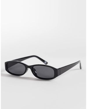 ASOS Slim Rectangle Sunglasses With Frames And Smoke Lenses - Black