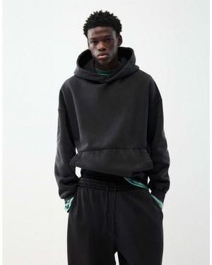 Pull&Bear Boxy-kapuzenpullover - Schwarz