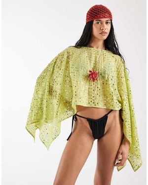 Reclaimed Vintage Poncho Da Spiaggia Con Paillettes - Giallo