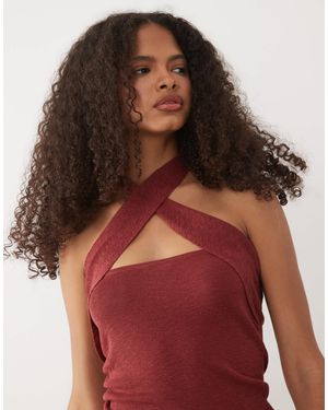 Mango – teen – gestricktes neckholder-oberteil - Rot