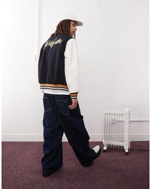 KTZ – ny yankees – mehrfarbige college-jacke mit kontrastierender blumenstickerei - Weiß