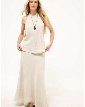 NA-KD Linen Lyocell Blend Halterneck Top - Natural
