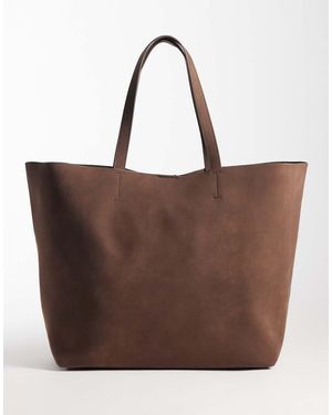 ASOS Oversized Tote Tas Van Gebonden Imitatiesuède - Bruin