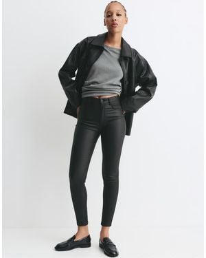 Pull&Bear Skinny Coated Jeans - Black