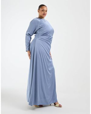 Tfnc Plus – bridesmaids – langärmliges maxikleid aus satin - Blau