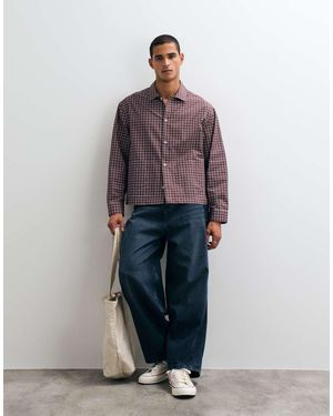 ASOS Boxy Oversized Geruit Overhemd - Blauw