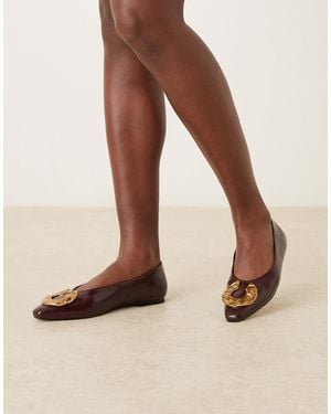 ASOS Lambert Trim Detail Chisel Toe Ballets - Natural