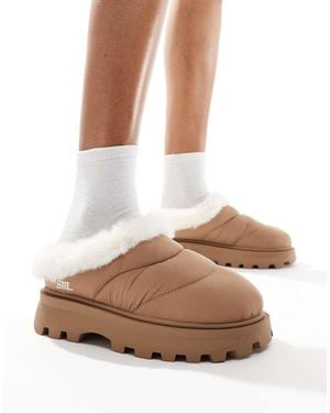 Steve Madden Pantuflas Tostadas Con Forro De Piel Sintética Fireplace De -Marrón - Blanco