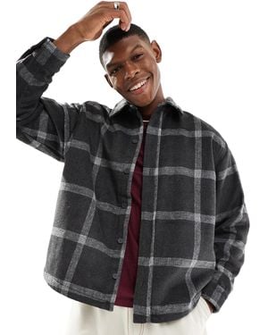 Pull&Bear Flannel Check Shirt - Black