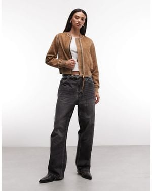 AllSaints Orten Whip Suede Bomber Jacket - Brown