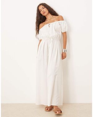 ASOS Bardot Waisted Maxi Dress - Natural