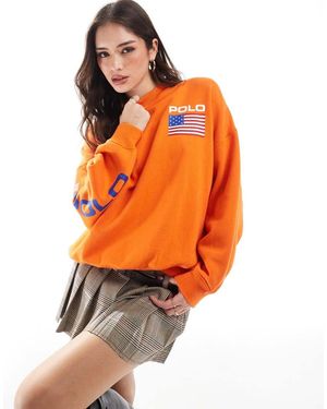 Polo Ralph Lauren Oversized Flag Print Sweatshirt - Orange