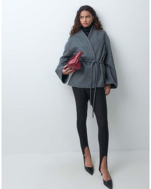 Aware Wrap Front Tie Detail Short Jacket - Grey