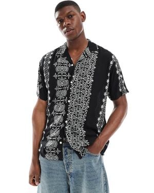 Jack & Jones Oversize Shirt With Stripe Print - Black