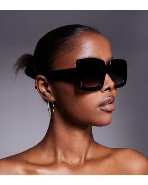 Kaiia Exclusive Oversized Chunky Square Sunglasses - Black