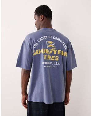 ASOS Oversized T-Shirt With Goodyear Prints - Blue