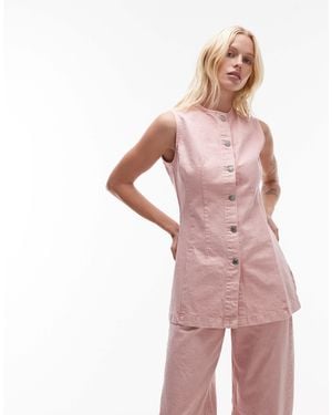 TOPSHOP Denim Sleeveless Waistcoat - Pink