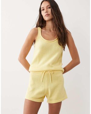 ASOS Pantalones Cortos Amarillo De Punto De Mezcla De Algodón De (Parte De Un Conjunto)