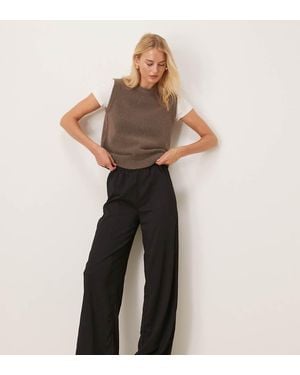 JDY Tall Textured Wide Leg Trousers - Black