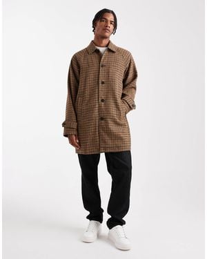 ASOS Check Wool Look Carcoat - Natural