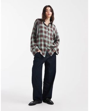 ASOS Camicia Oversize Verde Spazzolato A Quadri - Blu