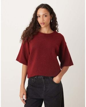 Glamorous Short Sleeve Knit Top - Red