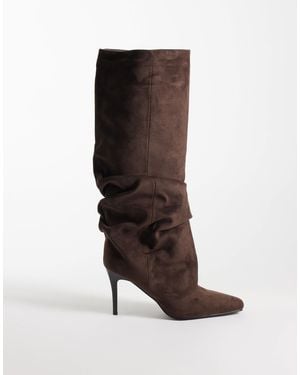 SIMMI Simmi London Wide Fit Reece Ruched Knee Boots - Brown
