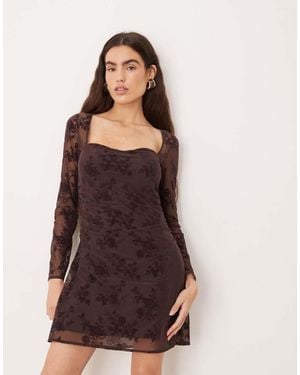 Abercrombie & Fitch Long Sleeve Mini Dress With Bra Insert - Purple