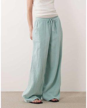 Threadbare Pull On Wide Leg Trousers - Green