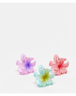 ASOS Pack De 3 Pinzas Para El Cabello Pequeñas Con Diseños De Flor De Hibisco De - Rosa