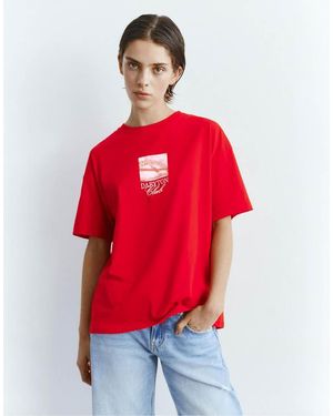 Pull&Bear T-shirt With Graphic And Slogan - Red