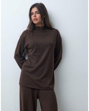 Iyal Super Soft Knitted High Neck Oversized Jumper Co-ord - Grey