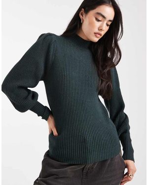 ONLY Jersey Con Cuello Alto Y Mangas Abullonadas De - Negro