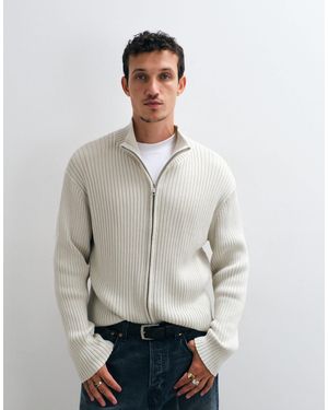 Weekday Zip Through Rib Cardigan - Gray