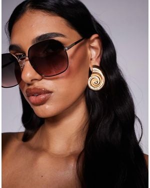 ALDO Elbamadar Large Round Metal Sunglasses - Black