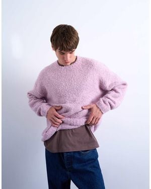 TOPMAN Relaxed Fit Boucle Jumper - Purple