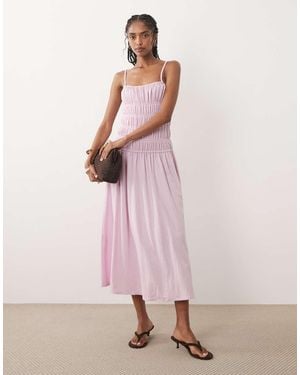 Mango Maxi Jurk Met Rimpeleffect En Verlaagde Taille - Roze