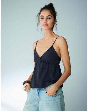 Bershka Ruffle Strap Top - Blue