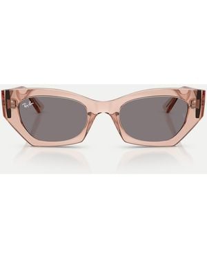 Ray-Ban Zena sonnenbrille mit unregelmäßiger form mit braunem glas - Pink