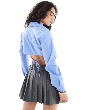 Bershka Boxy Tie Back Shirt - Blue