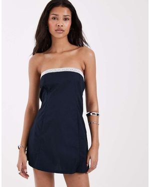 Motel Jeasamine Lace Detail Bandeau Dress - Blue