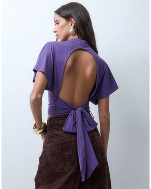 ASOS Grown On Neck Cap Sleeve Tie Back Top - Purple