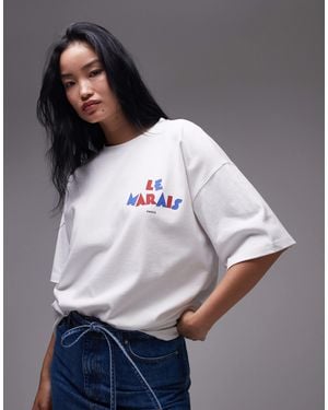 TOPSHOP Graphic Oversized Le Marias T-shirt - Gray