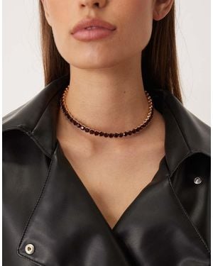 Mango Choker Met Siersteentjes - Zwart