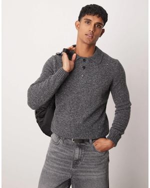 Mango – polopullover aus strick - Grau