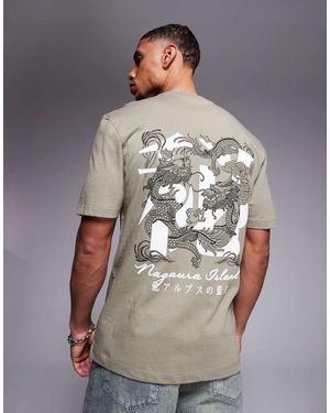 River Island Nagura Island Print T-shirt - Grey