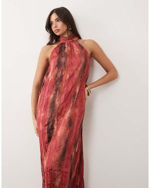 Vila Halter Neck Crepe Maxi Dress - Red